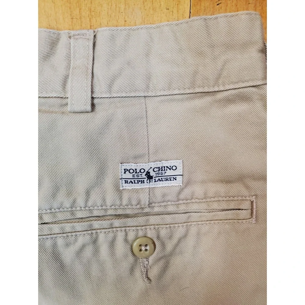 Polo Ralph Lauren Chino Shorts Men's 34 Beige Golf Casual Preppy Pleated‎ 8.5